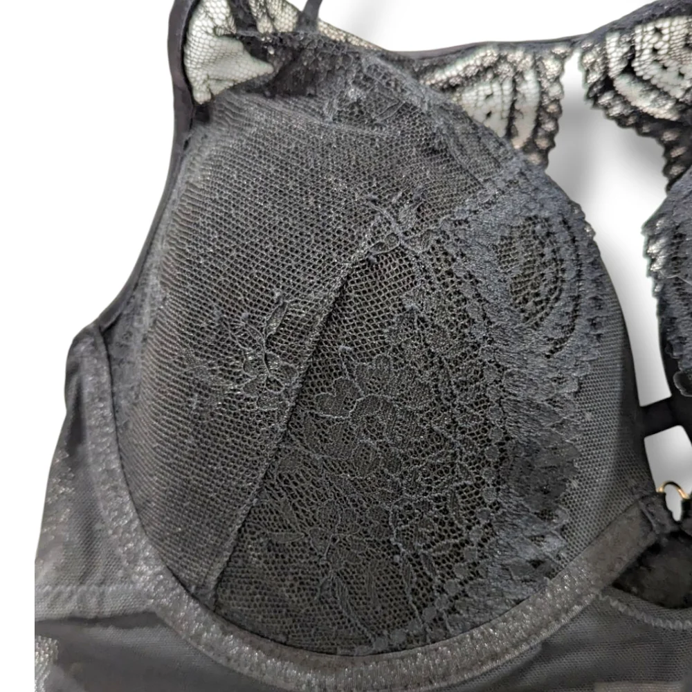 NWT Auden Black Chemise And Thong, lace, Push-up, Strappy, Size Medium - Picture 6 of 16